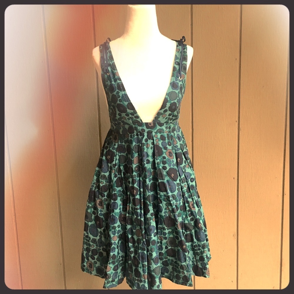 Samantha Treacy Floral Plunge Bow Mini Dress